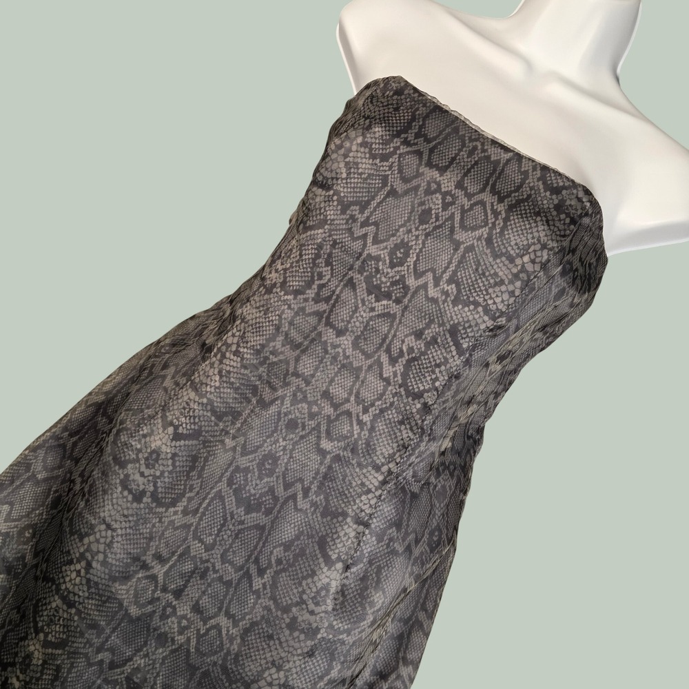 Luca Luca Women 46 Strapless Snakeskin Print Sheath Dress Gray Silk Blend‎